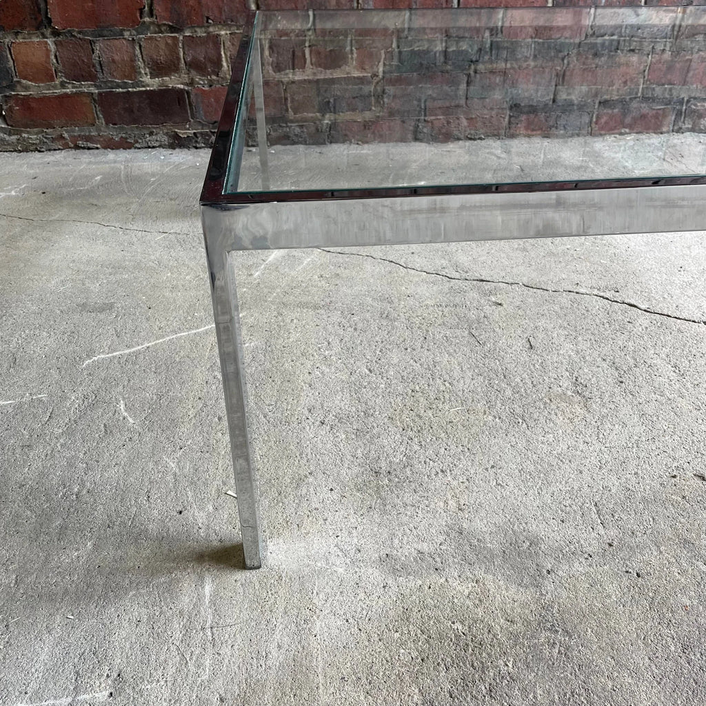 Milo Baughman Style Chrome Square Coffee Table