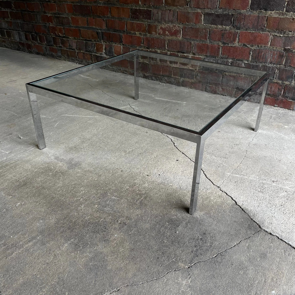 Milo Baughman Style Chrome Square Coffee Table