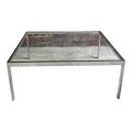 Milo Baughman Style Chrome Square Coffee Table