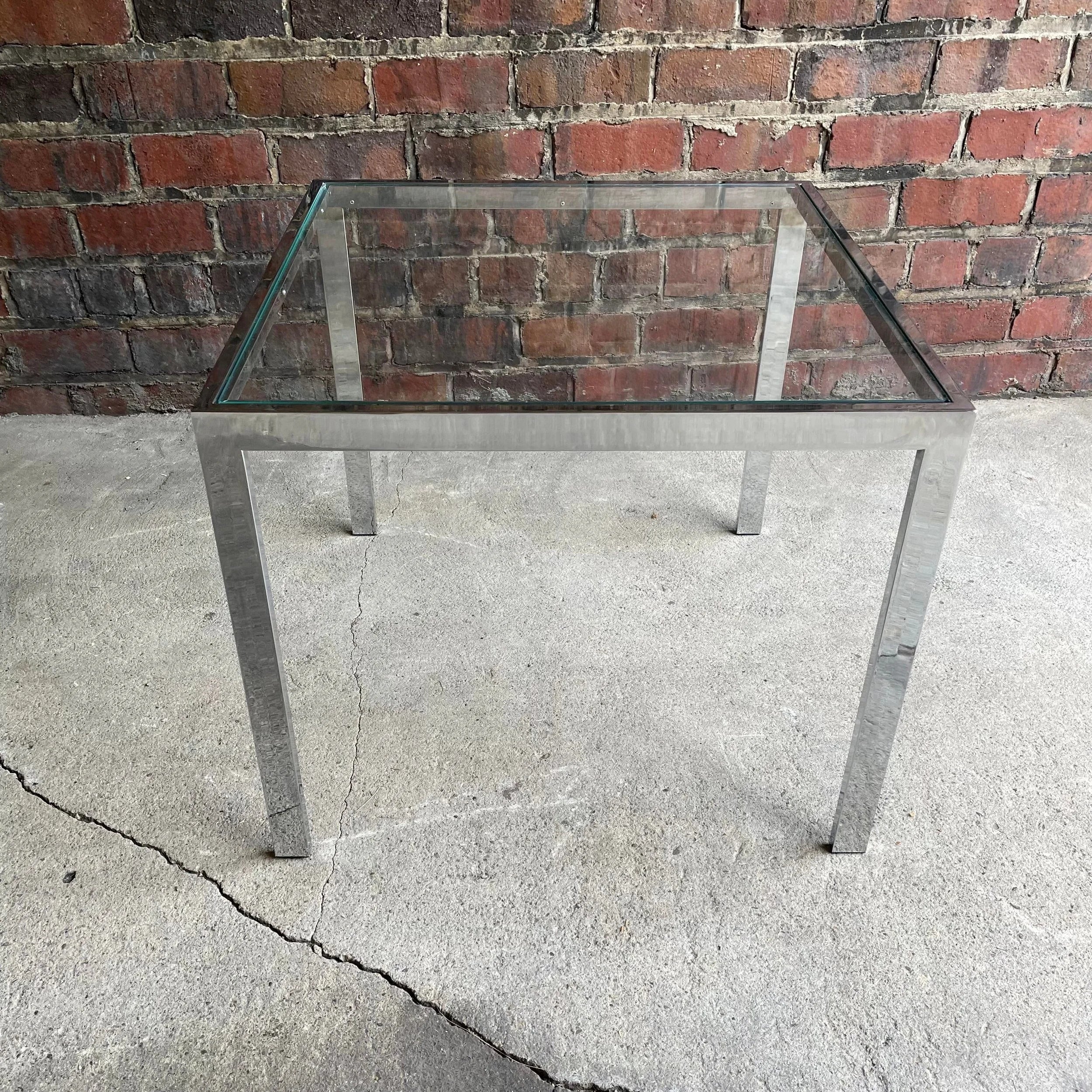 Chrome Square Side Table In the Style of Milo Baughman
