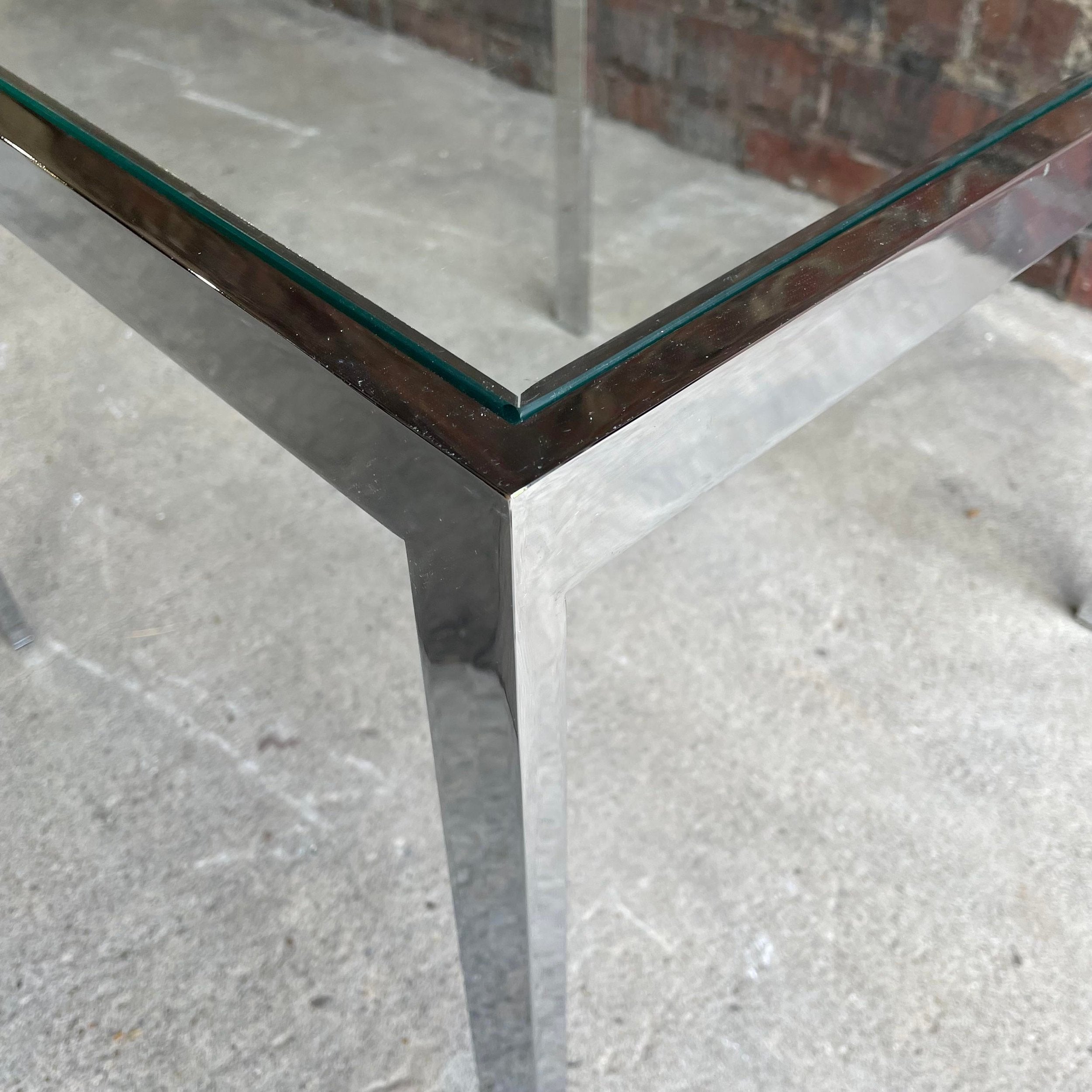Chrome Square Side Table In the Style of Milo Baughman