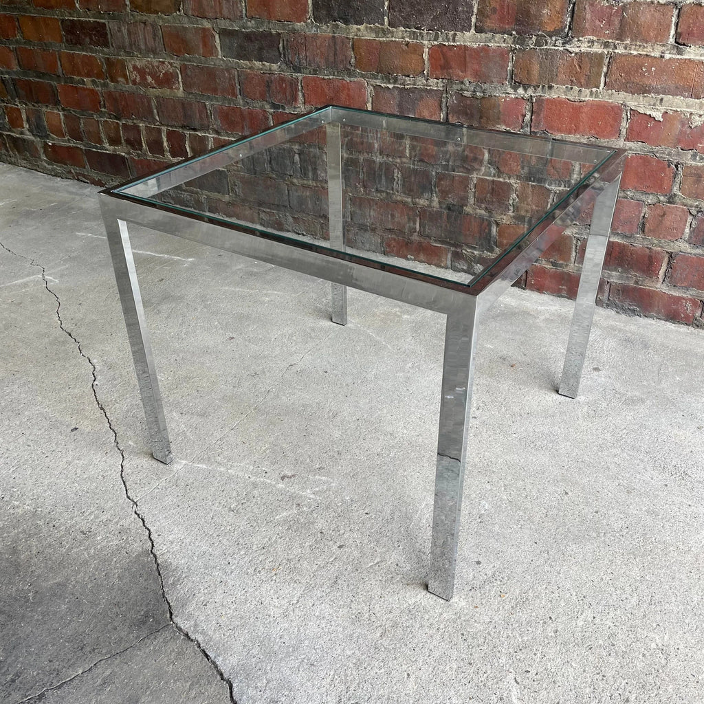 Chrome Square Side Table In the Style of Milo Baughman