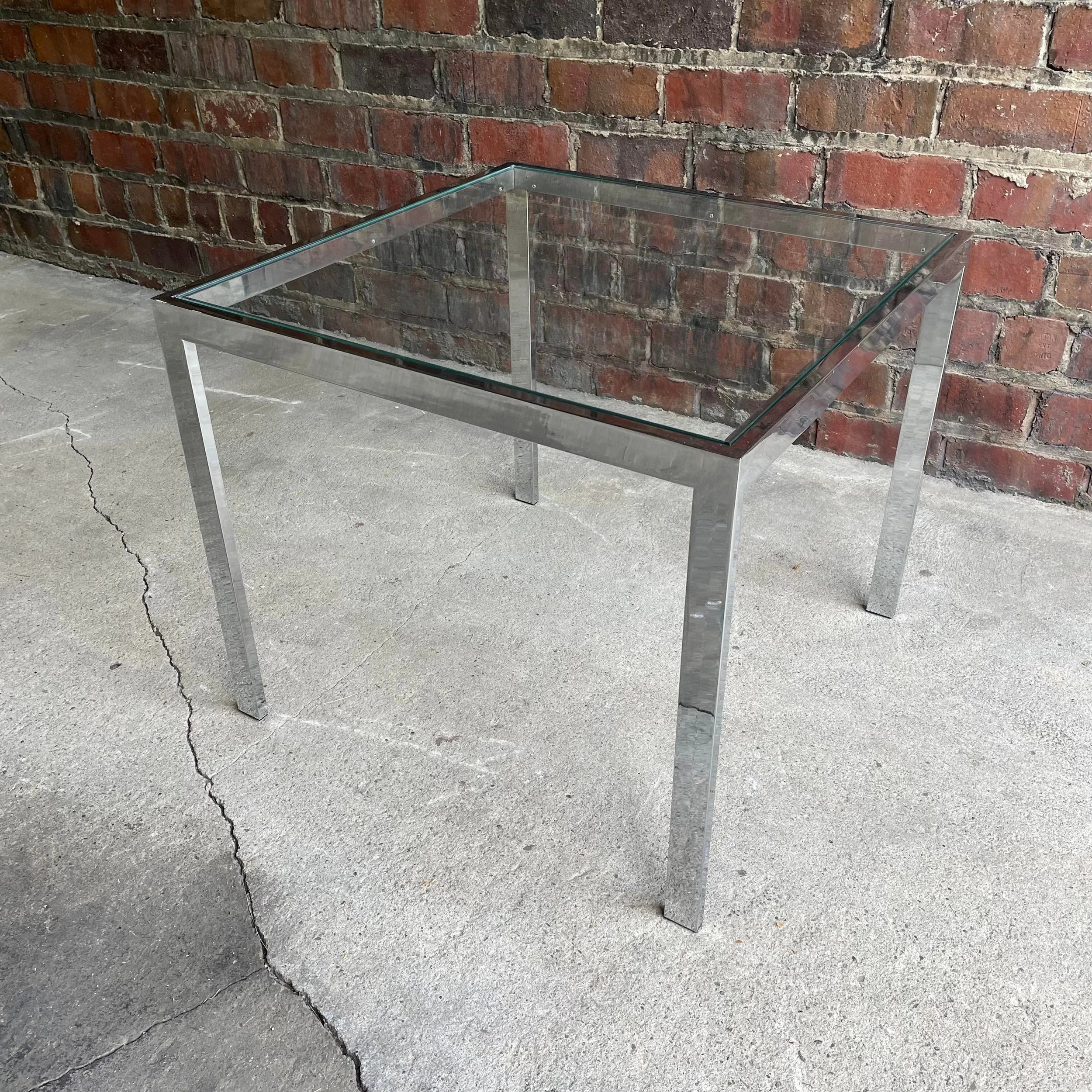 Chrome Square Side Table In the Style of Milo Baughman