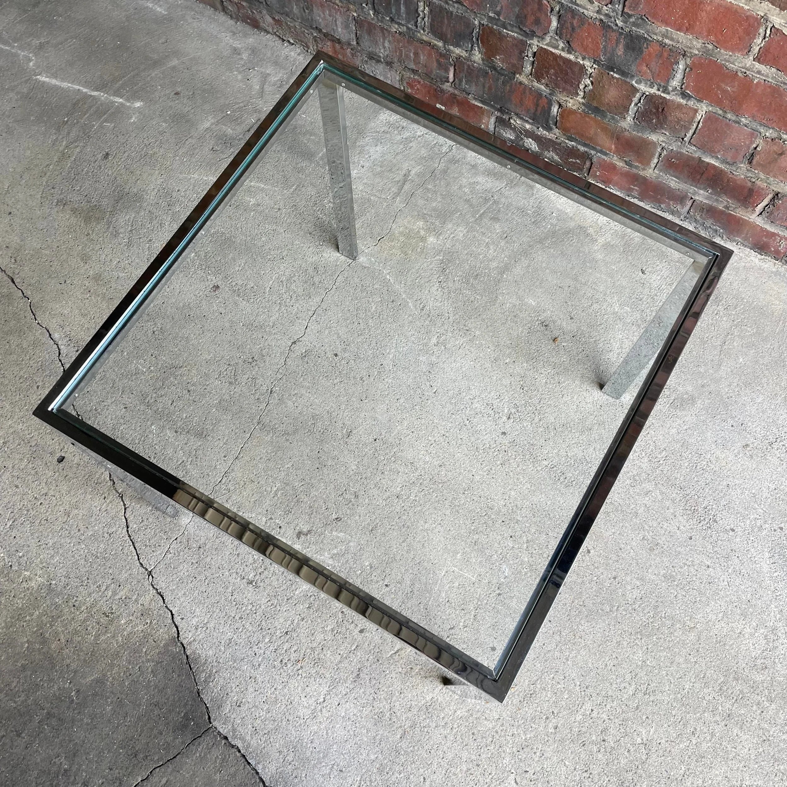 Chrome Square Side Table In the Style of Milo Baughman