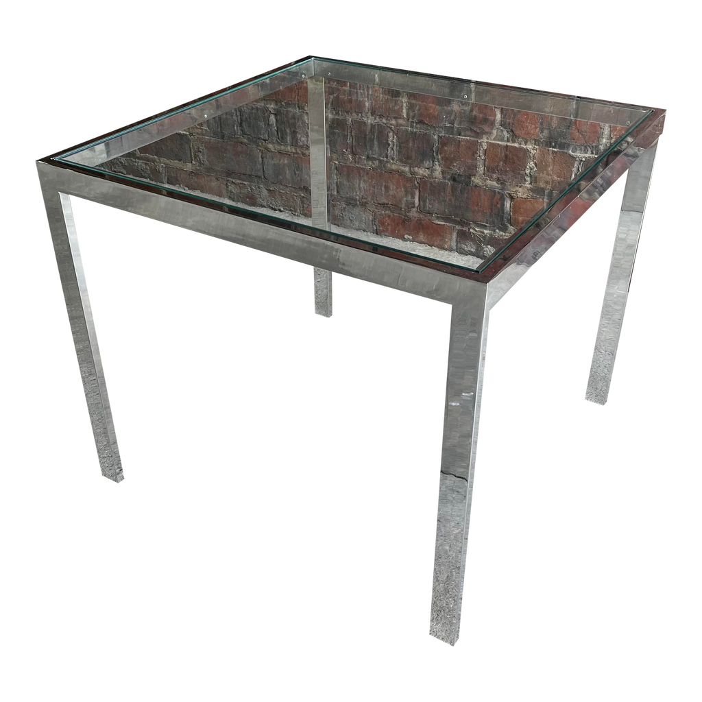 Chrome Square Side Table In the Style of Milo Baughman