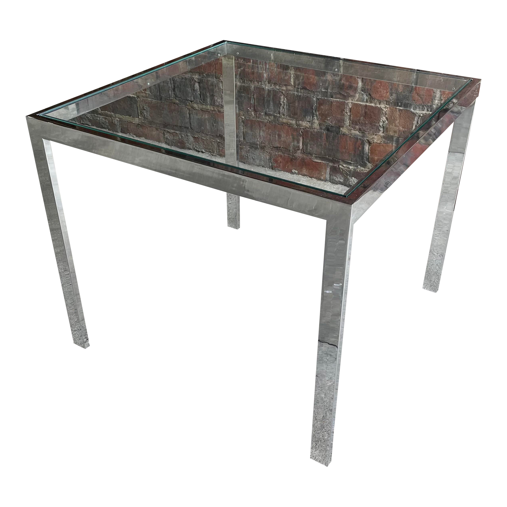 Chrome Square Side Table In the Style of Milo Baughman