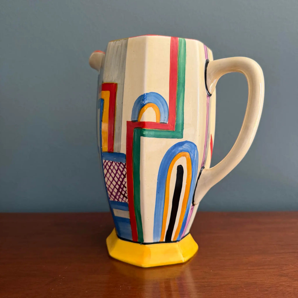 Vintage Clarice Cliff Art Deco Athens Shape Jug With Tennis Motif