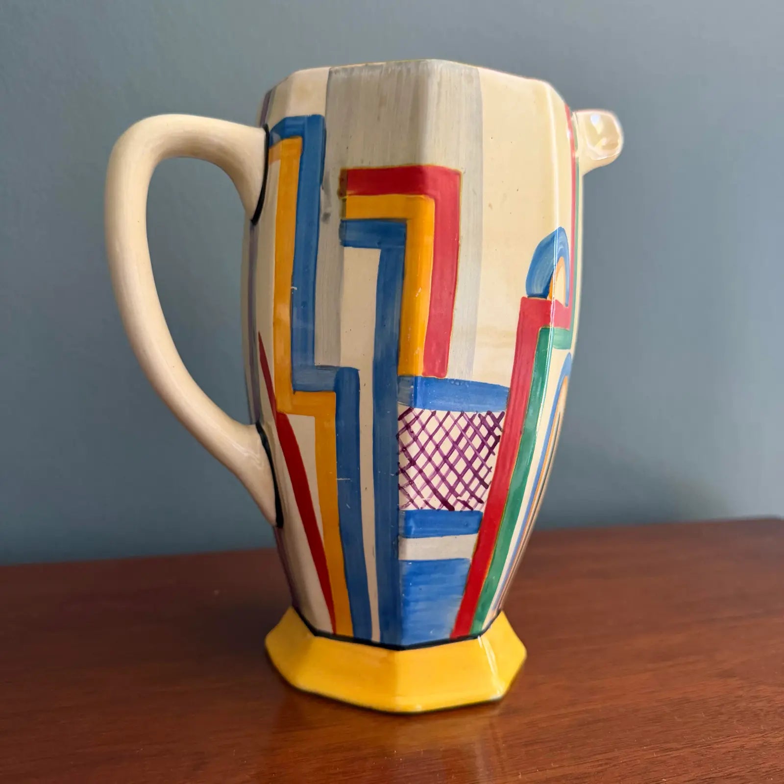 Vintage Clarice Cliff Art Deco Athens Shape Jug With Tennis Motif