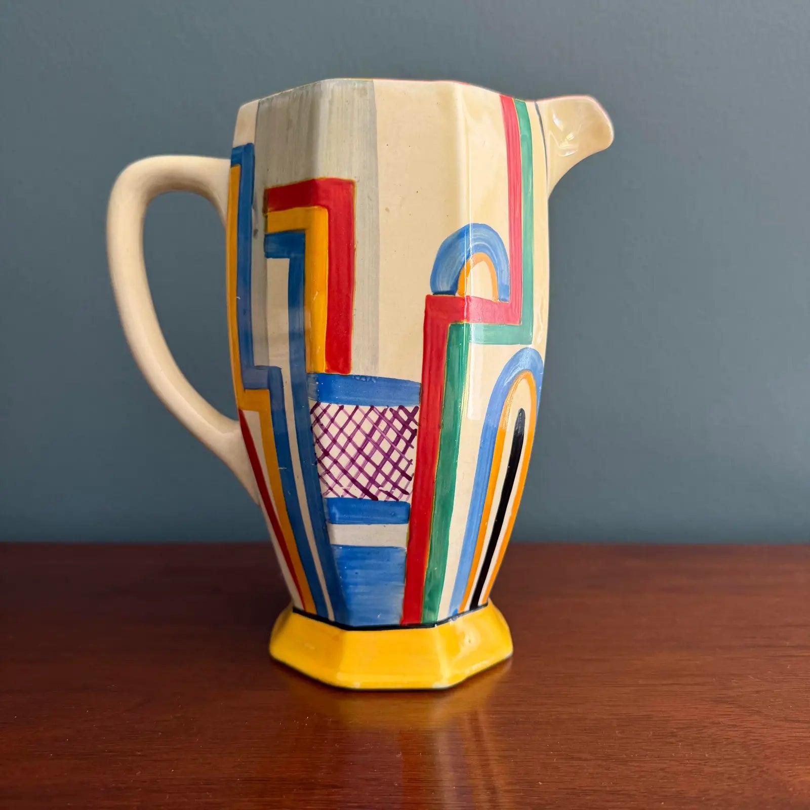Vintage Clarice Cliff Art Deco Athens Shape Jug With Tennis Motif