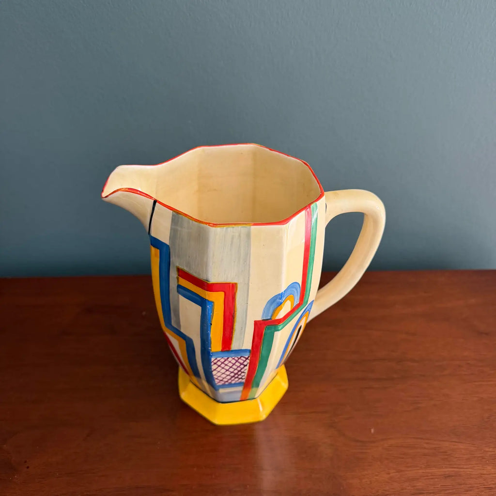 Vintage Clarice Cliff Art Deco Athens Shape Jug With Tennis Motif