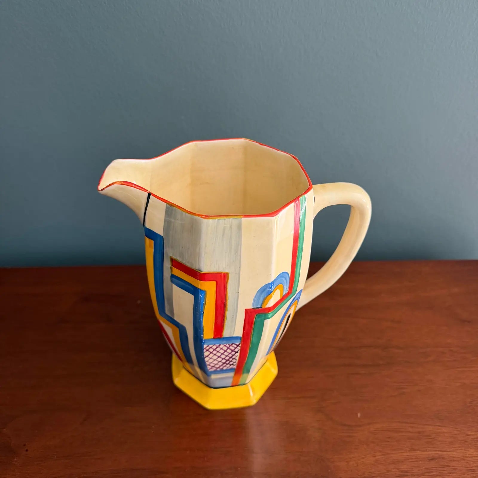 Vintage Clarice Cliff Art Deco Athens Shape Jug With Tennis Motif
