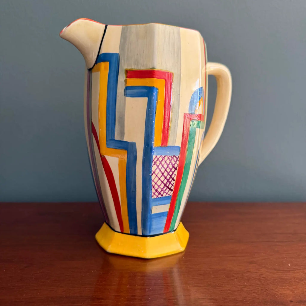 Vintage Clarice Cliff Art Deco Athens Shape Jug With Tennis Motif