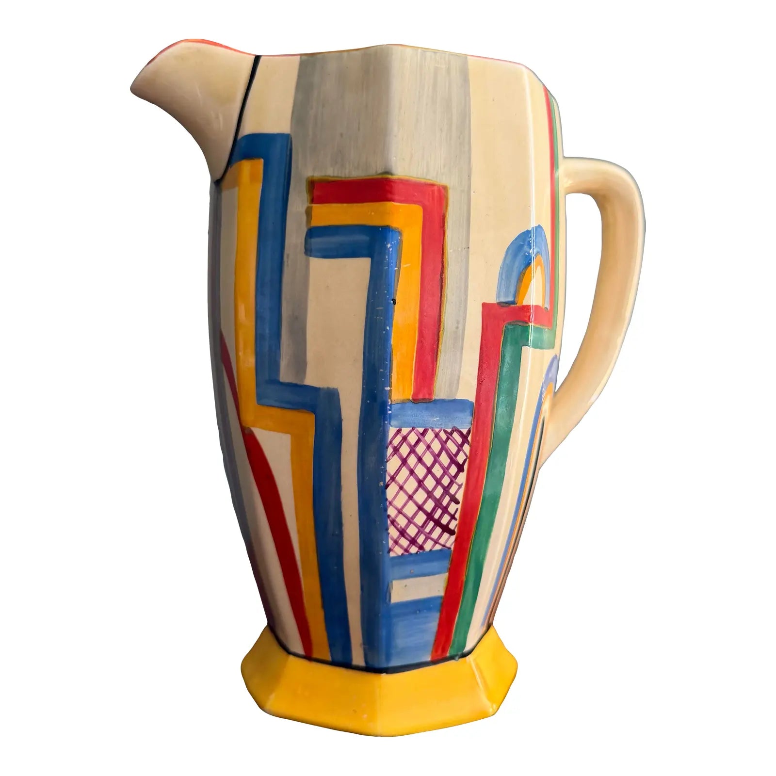 Vintage Clarice Cliff Art Deco Athens Shape Jug With Tennis Motif