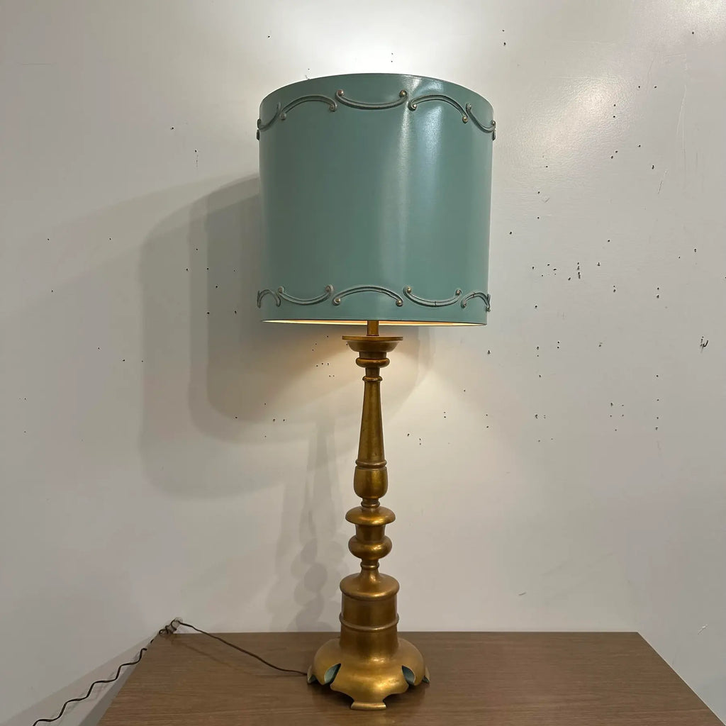 Vintage Italian Style Table Lamp Carved Giltwood Hollywood Regency