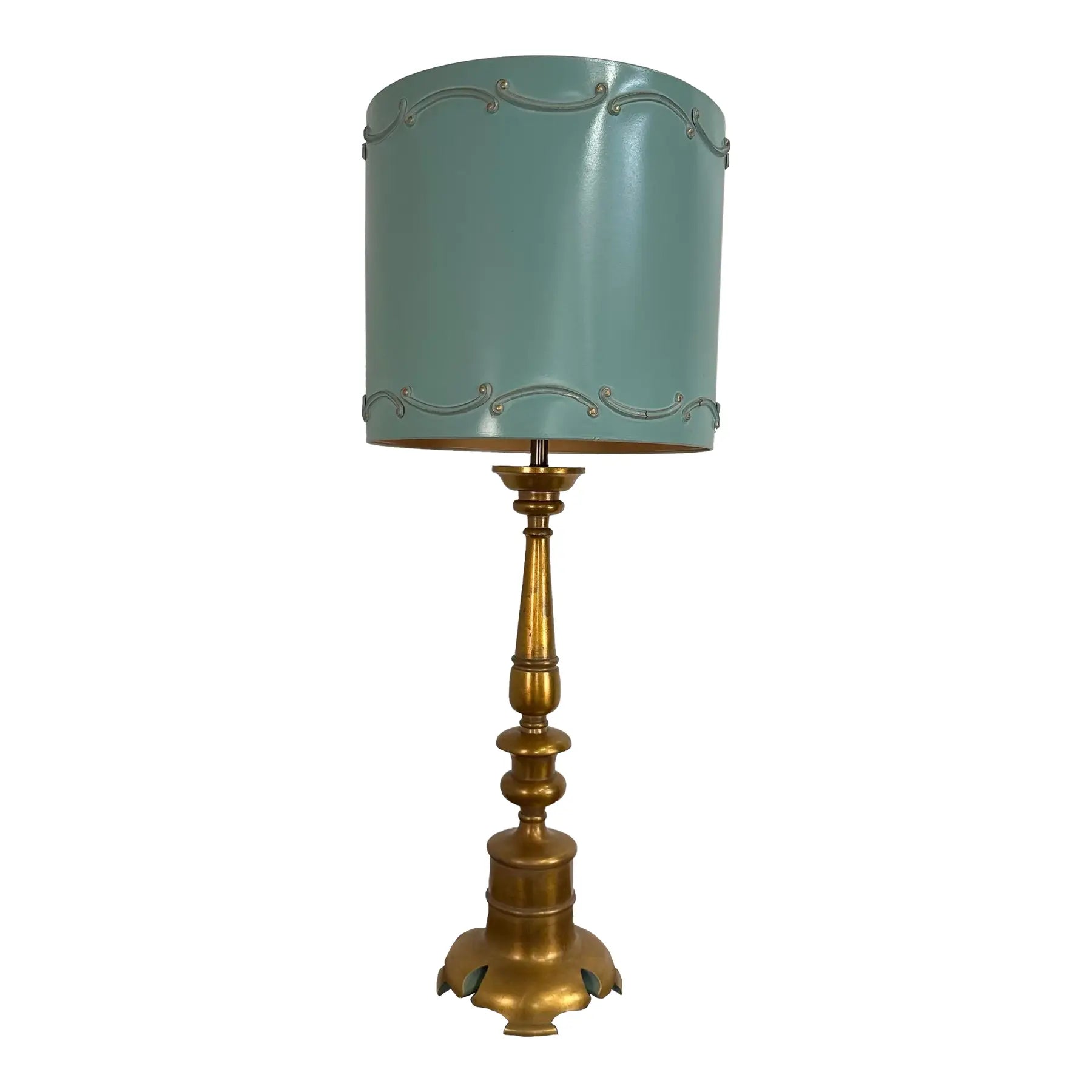 Vintage Italian Style Table Lamp Carved Giltwood Hollywood Regency