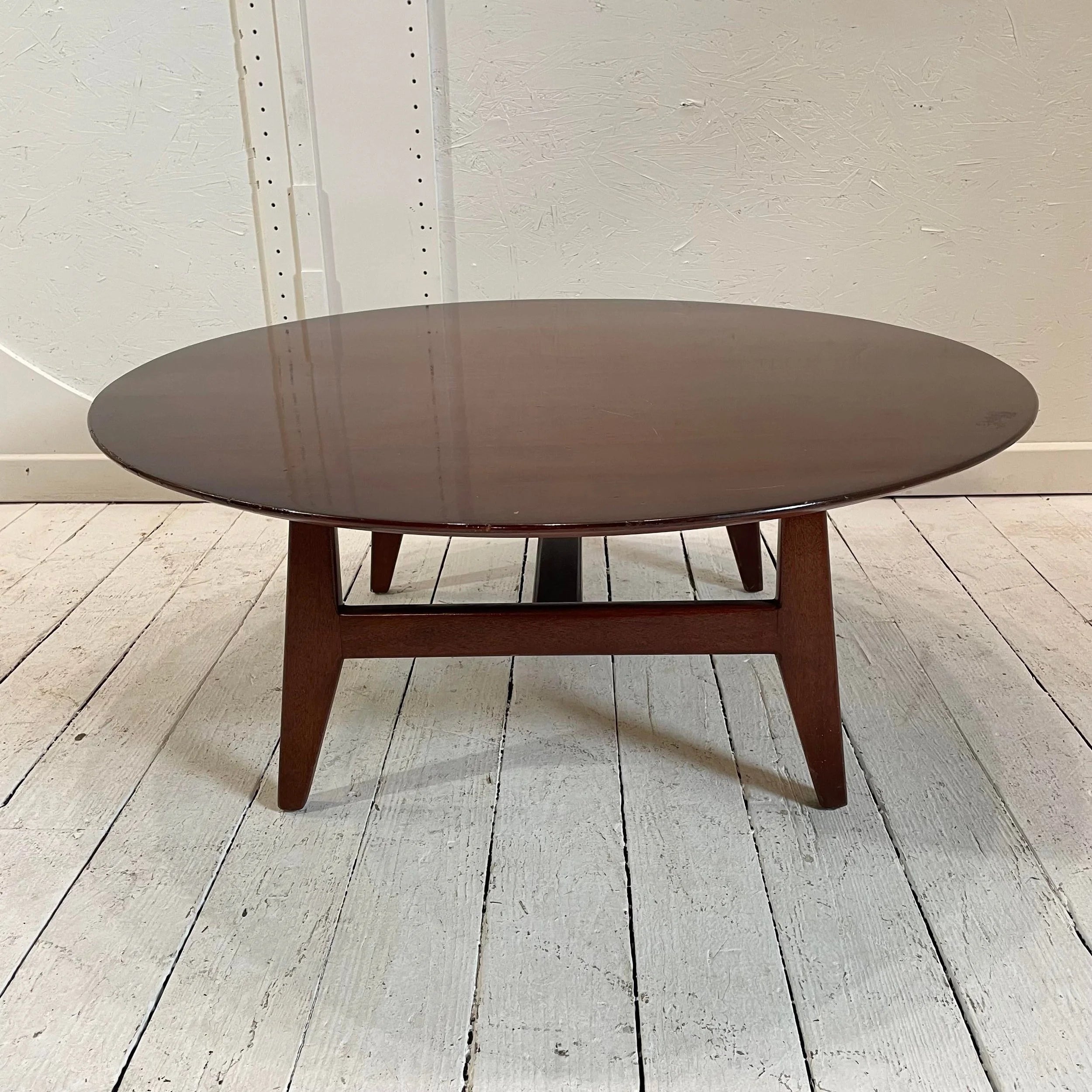 Jens Risom Designs Walnut Round Coffee Table