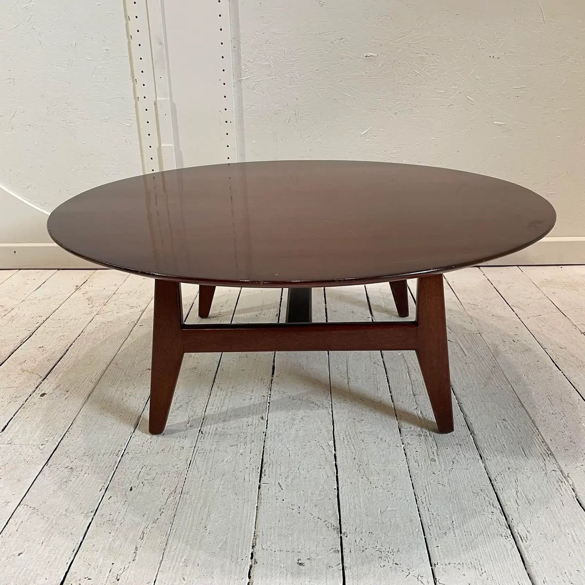 Vintage Jens Risom Designs Walnut Round Coffee Table
