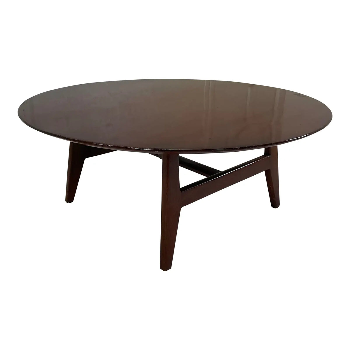 Vintage Jens Risom Designs Walnut Round Coffee Table