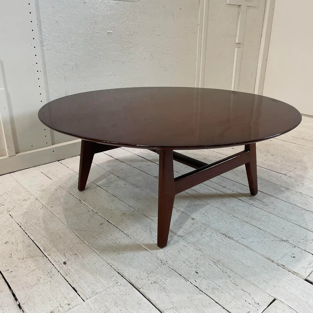 Vintage Jens Risom Designs Walnut Round Coffee Table