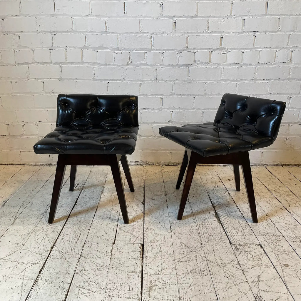 Vintage Mid Century Vinyl Stool Chairs - a Pair