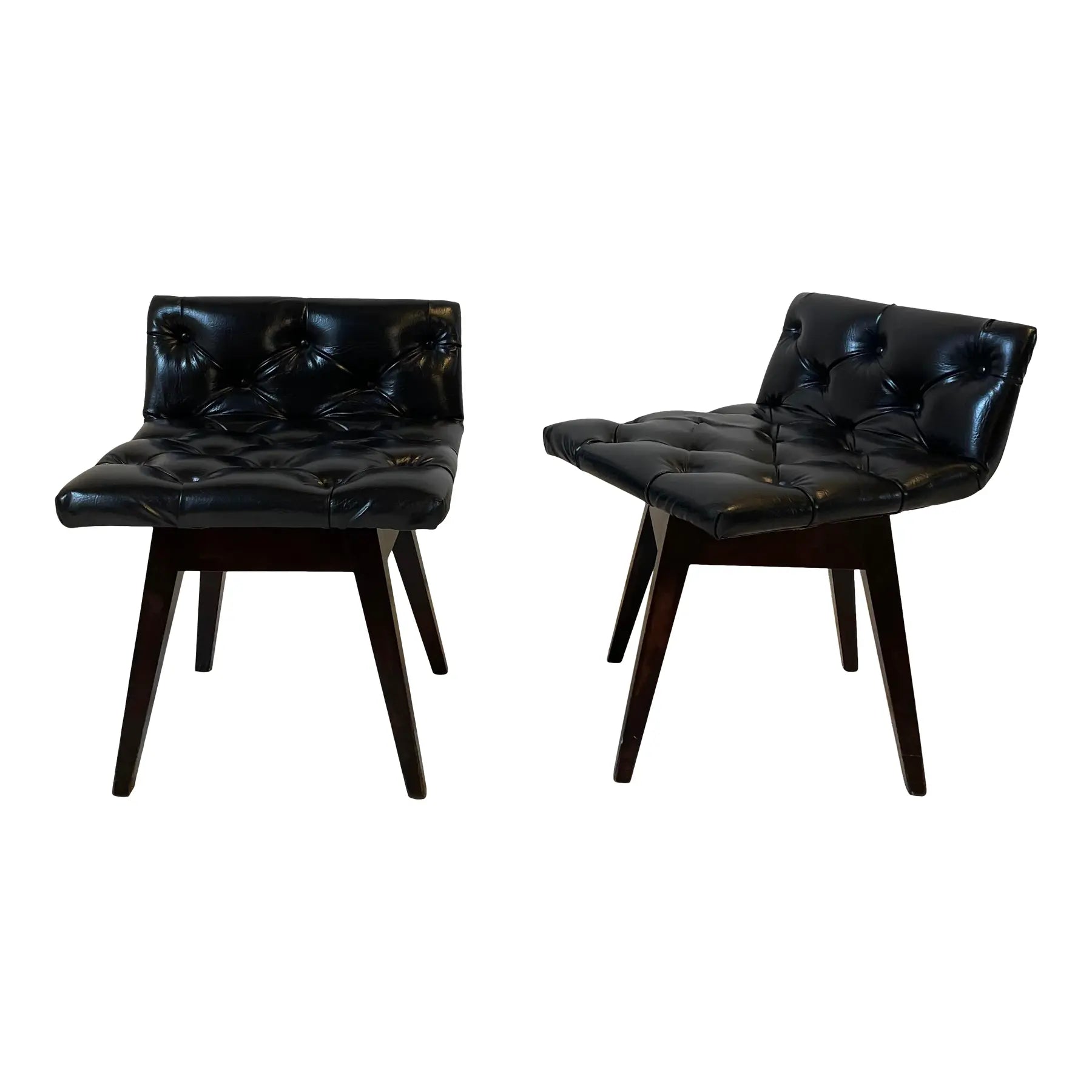 Vintage Mid Century Vinyl Stool Chairs - a Pair