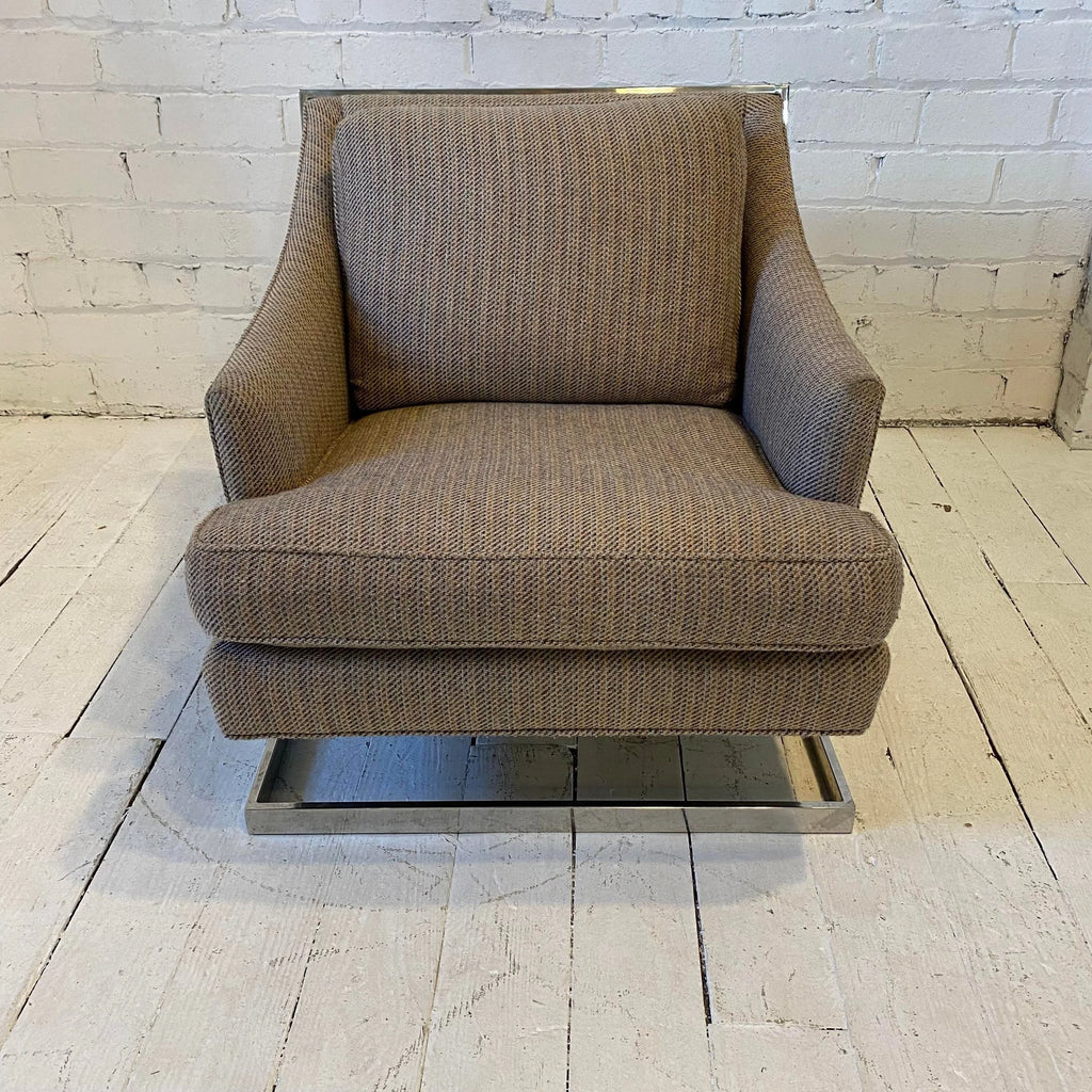 Milo Baughman Style Cantilevered Chrome Frame Chair