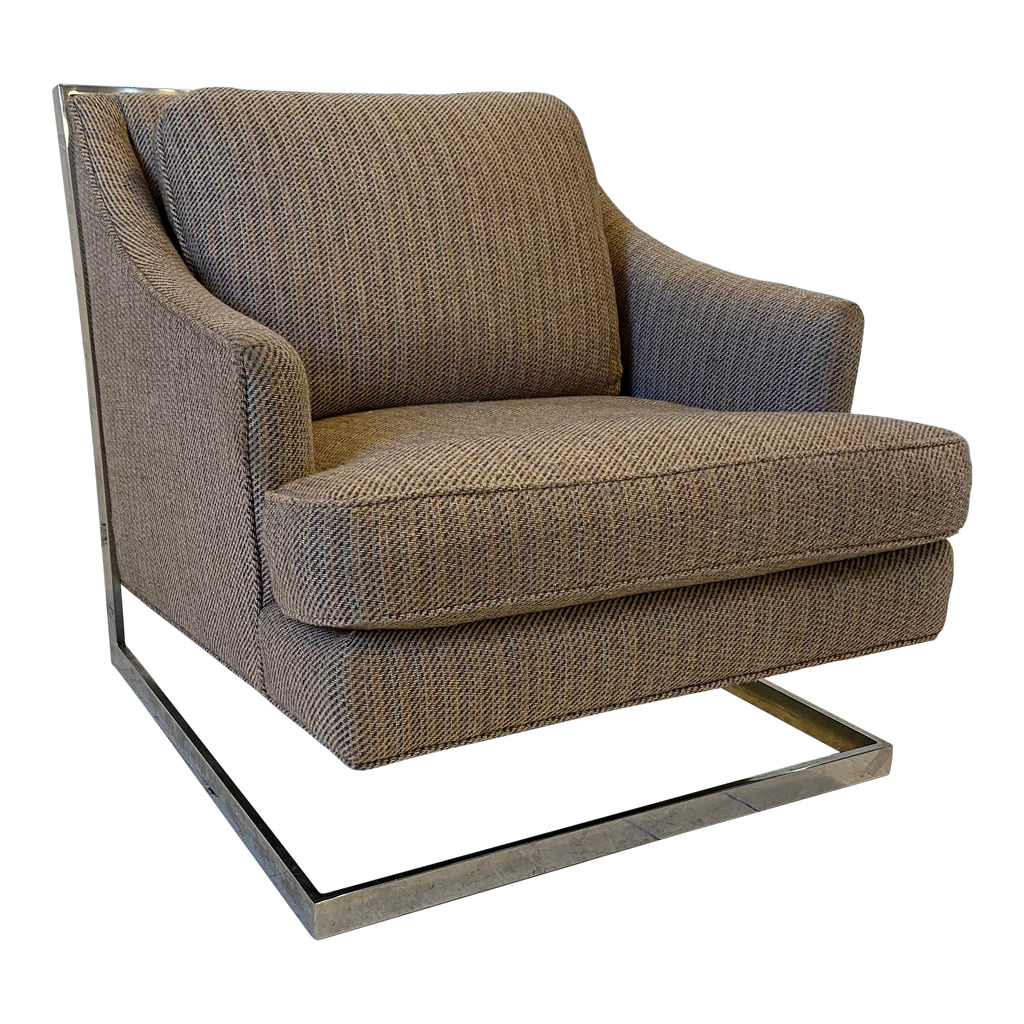 Milo Baughman Style Cantilevered Chrome Frame Chair