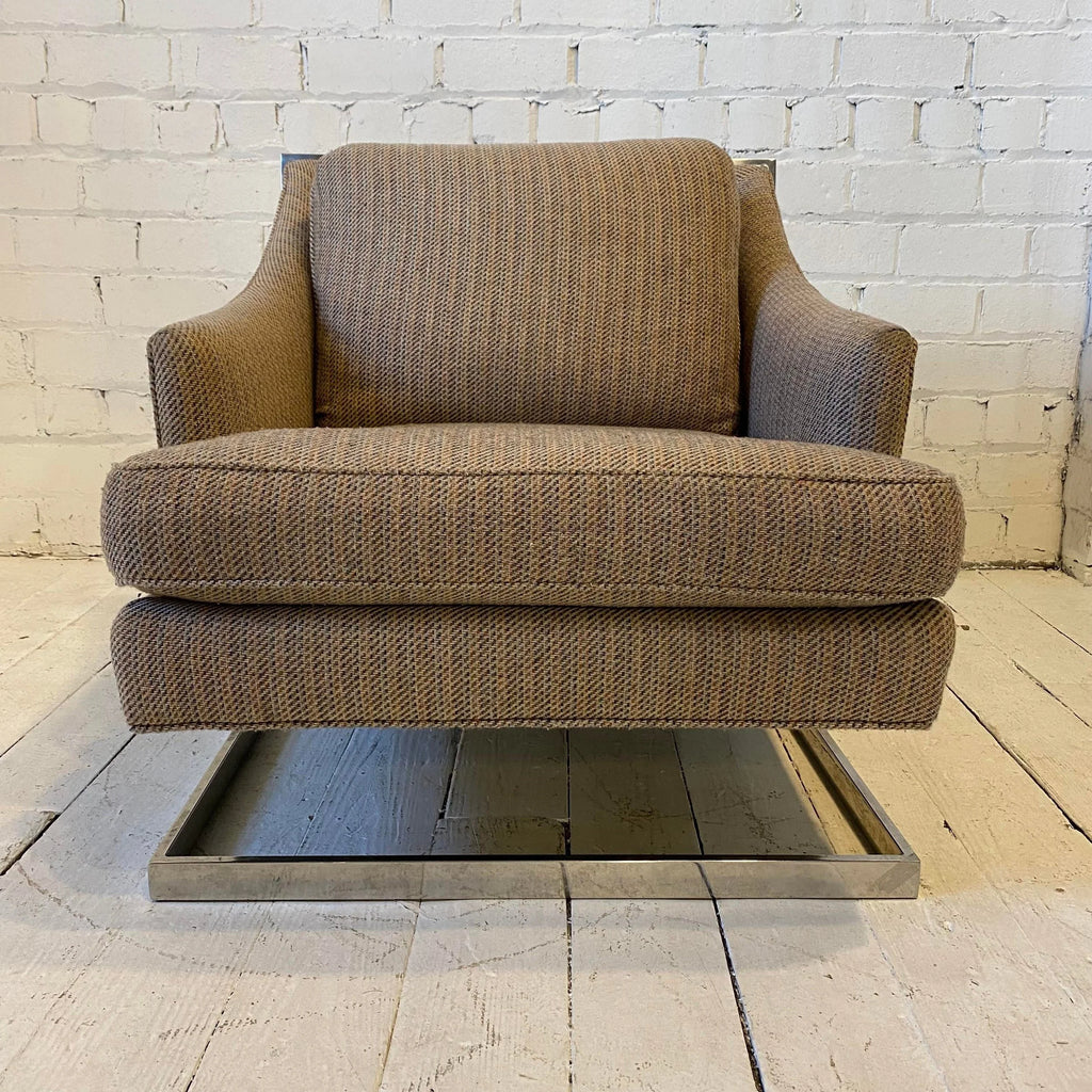 Milo Baughman Style Cantilevered Chrome Frame Chair