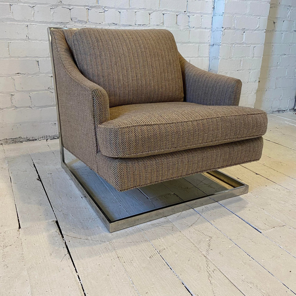 Milo Baughman Style Cantilevered Chrome Frame Chair