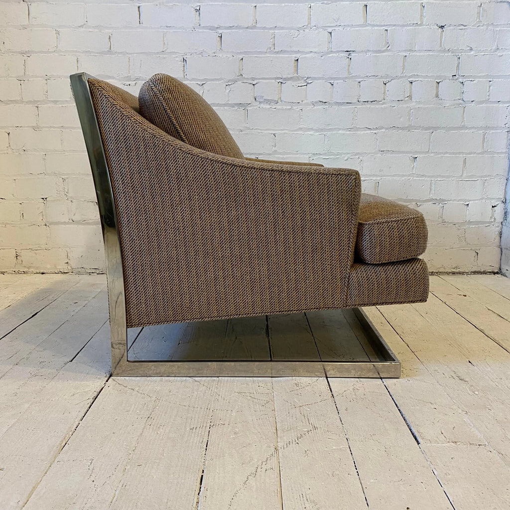 Milo Baughman Style Cantilevered Chrome Frame Chair