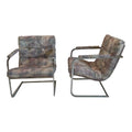 Vintage Milo Baughman Style Chrome Cantilevered Club Chairs - a Pair