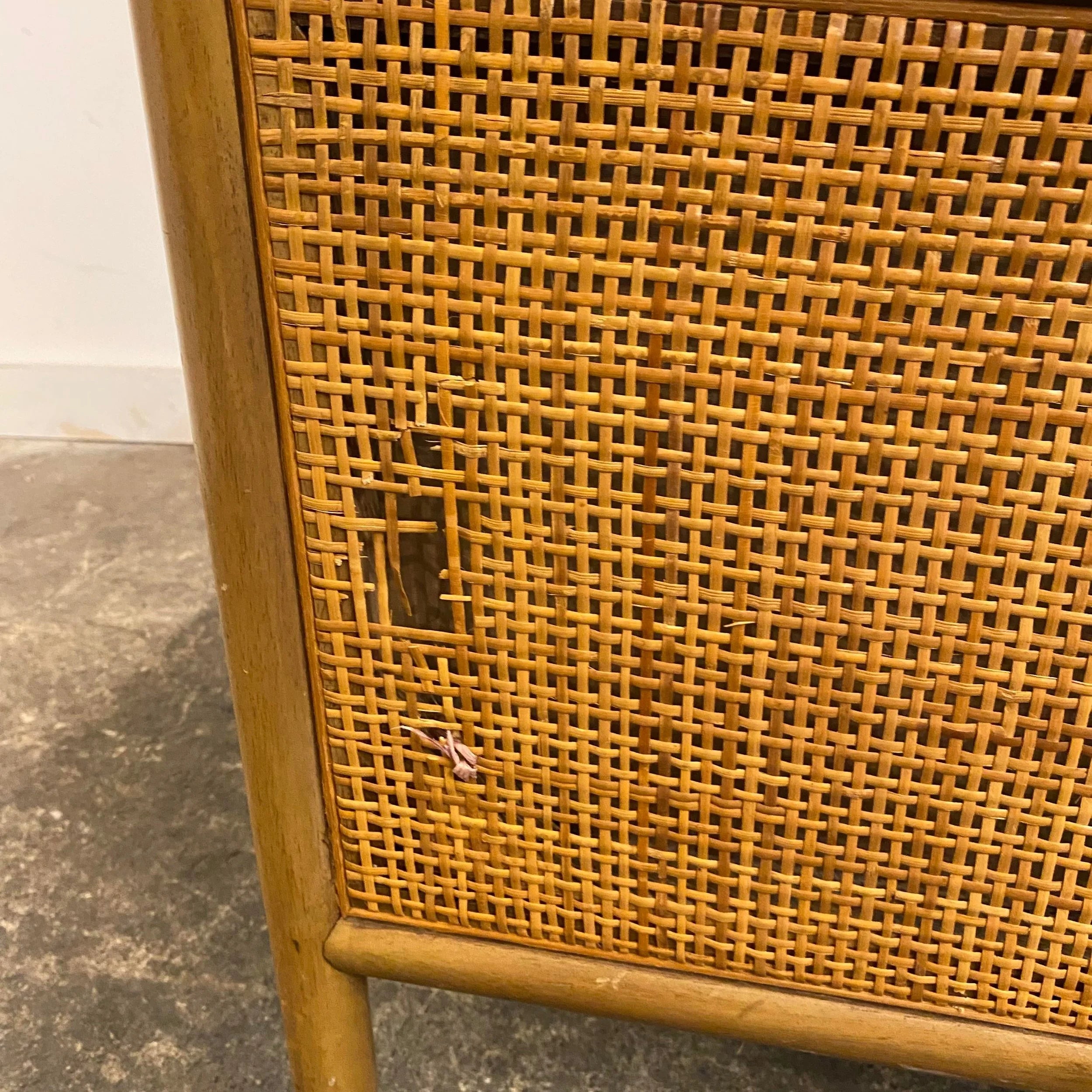 Vintage Pair of TH Robsjohn-Gibbings Cane-Sided Club Chairs Midcentury Modern
