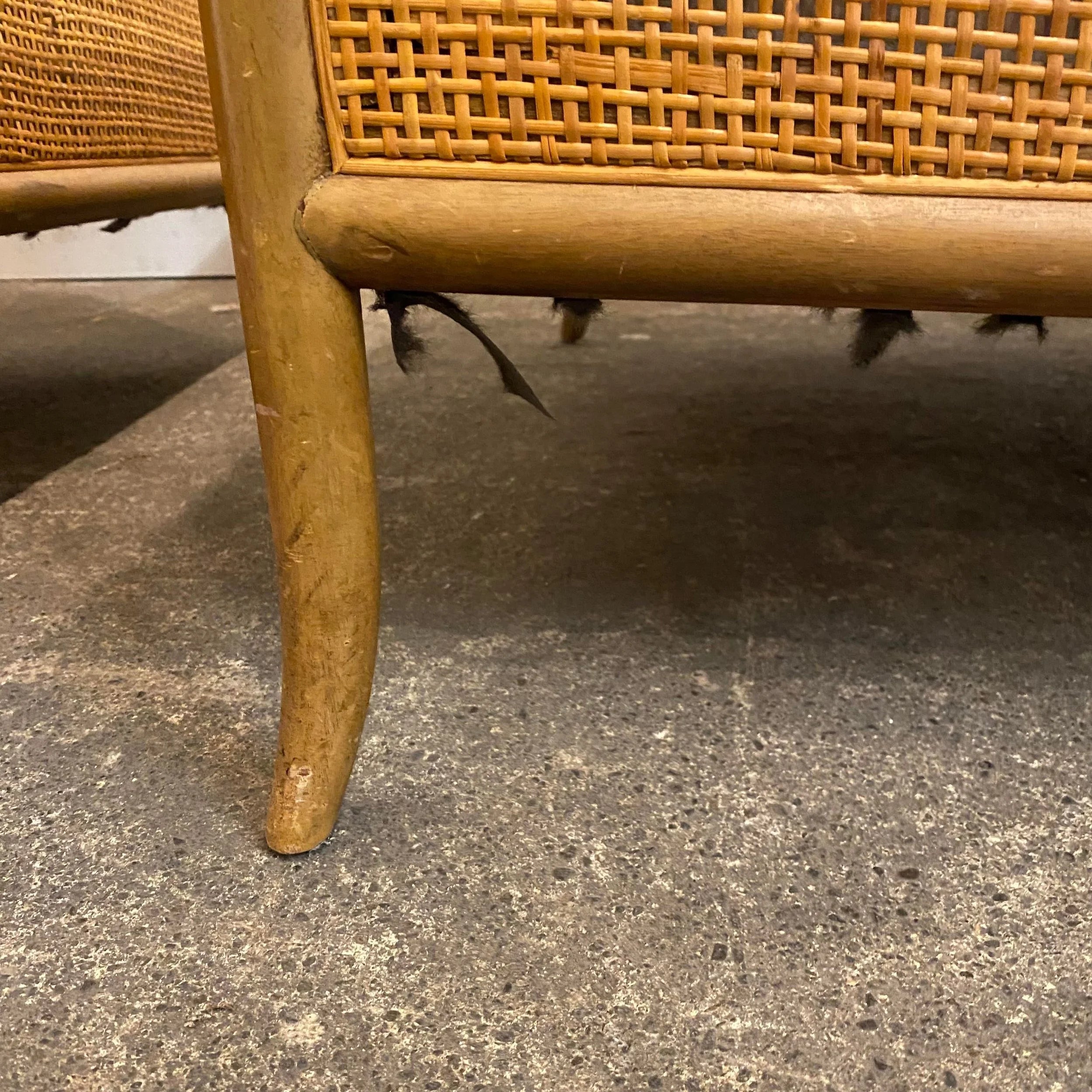 Vintage Pair of TH Robsjohn-Gibbings Cane-Sided Club Chairs Midcentury Modern