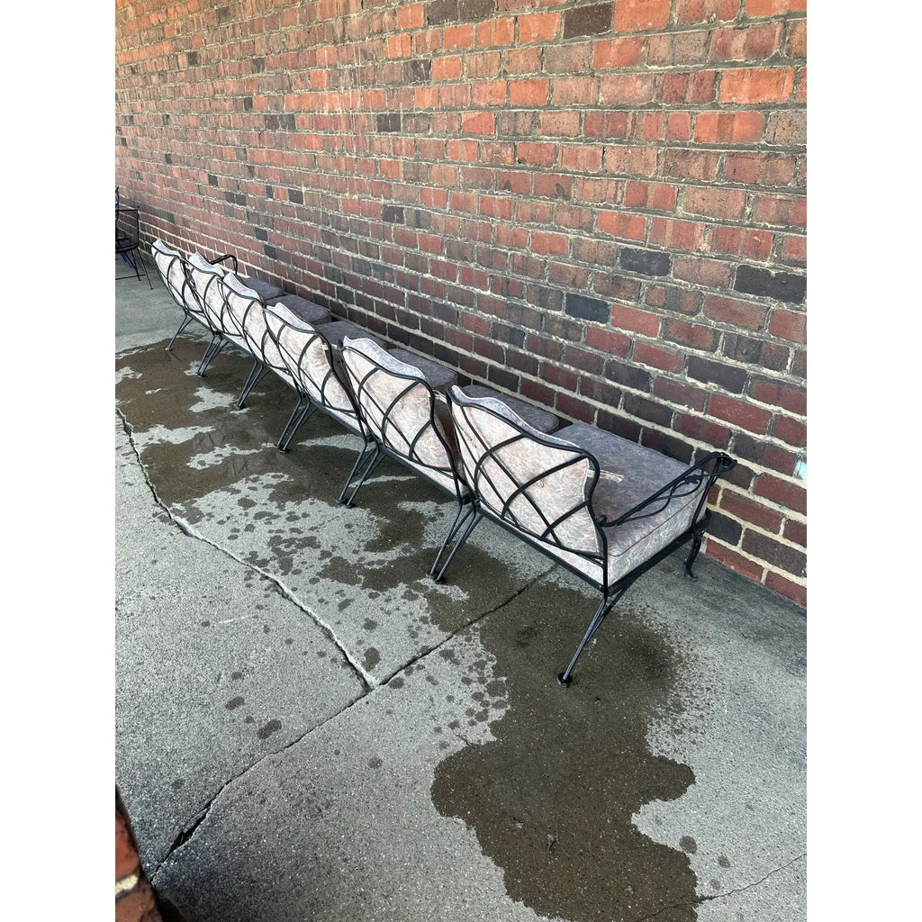 Vintage Woodard Six Piece Sectional Sofa Wrought Iron Patio Furniture, Attributed
