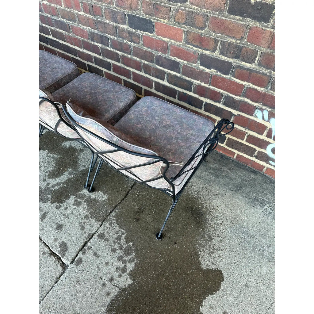 Vintage Woodard Six Piece Sectional Sofa Wrought Iron Patio Furniture, Attributed