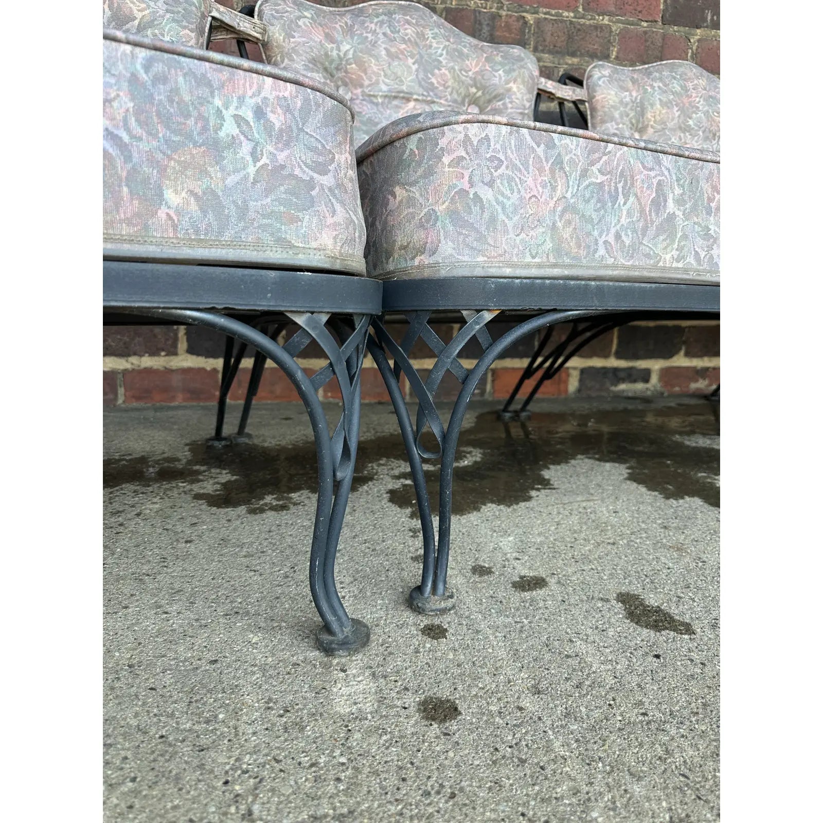 Vintage Woodard Six Piece Sectional Sofa Wrought Iron Patio Furniture, Attributed