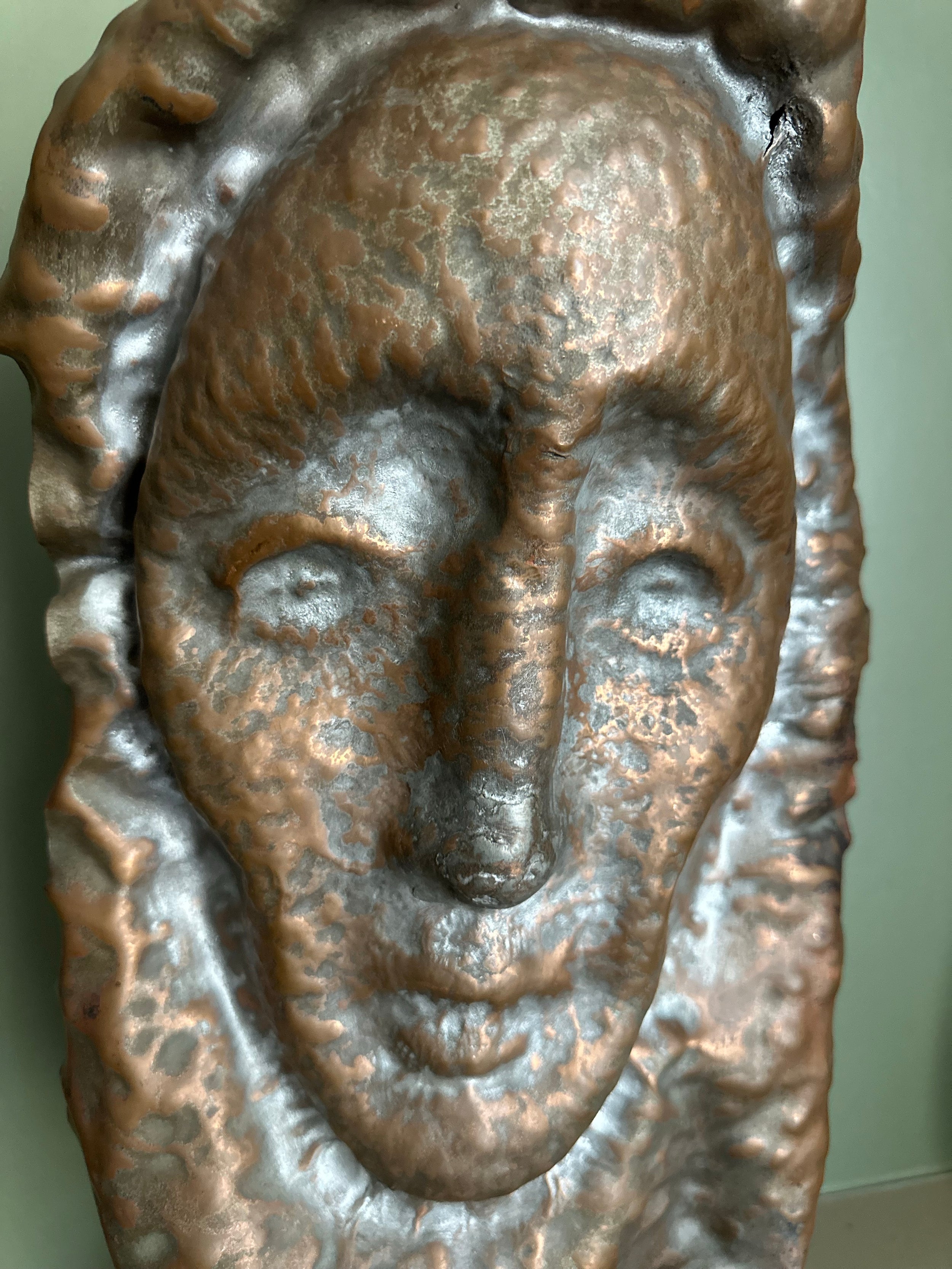 Waylande Gregory Large Hammered Copper Face Sculpture Bust