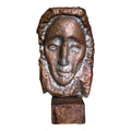 Waylande Gregory Large Hammered Copper Face Sculpture Bust on Wood Block.