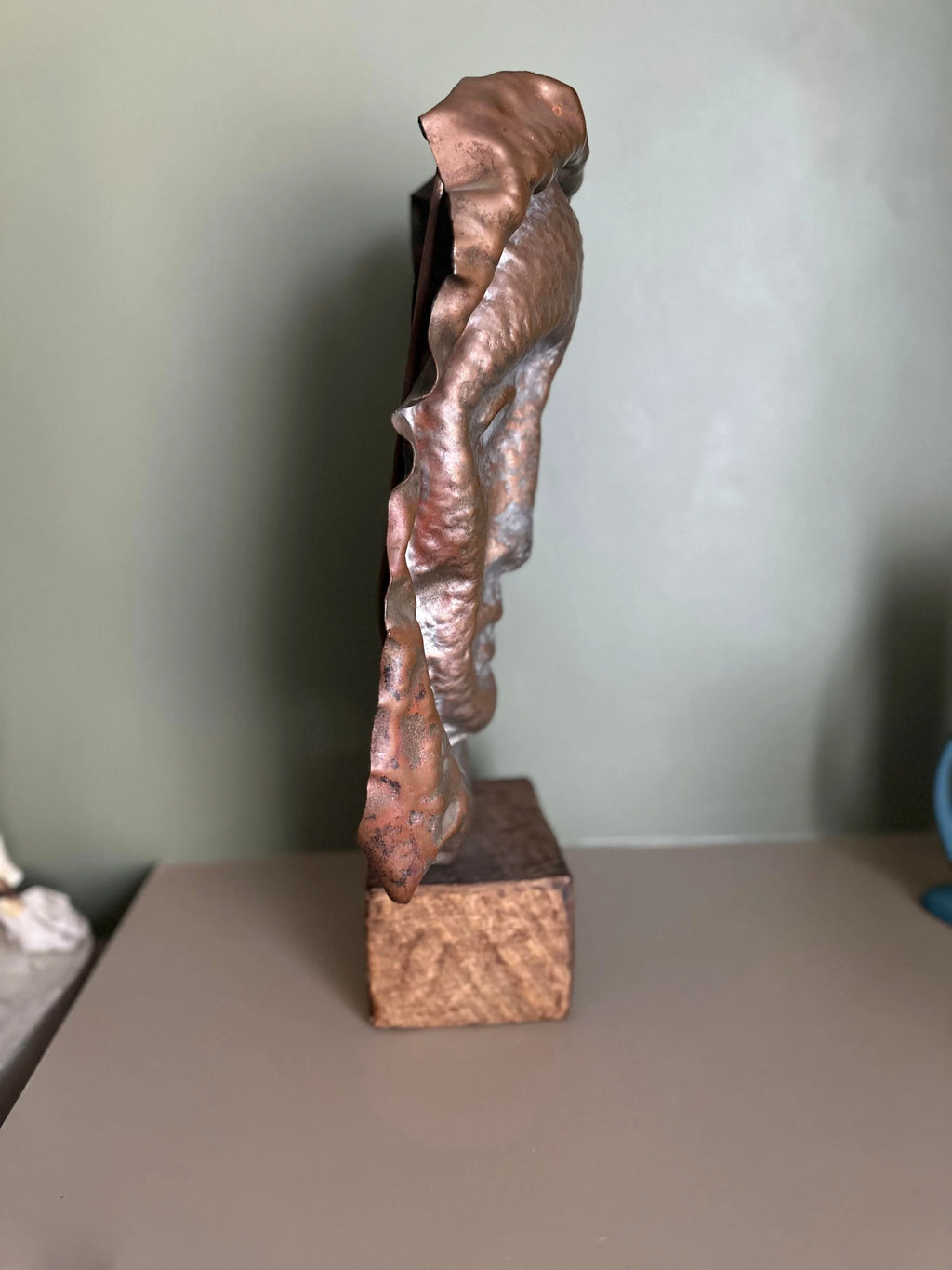 Waylande Gregory Large Hammered Copper Face Sculpture Bust