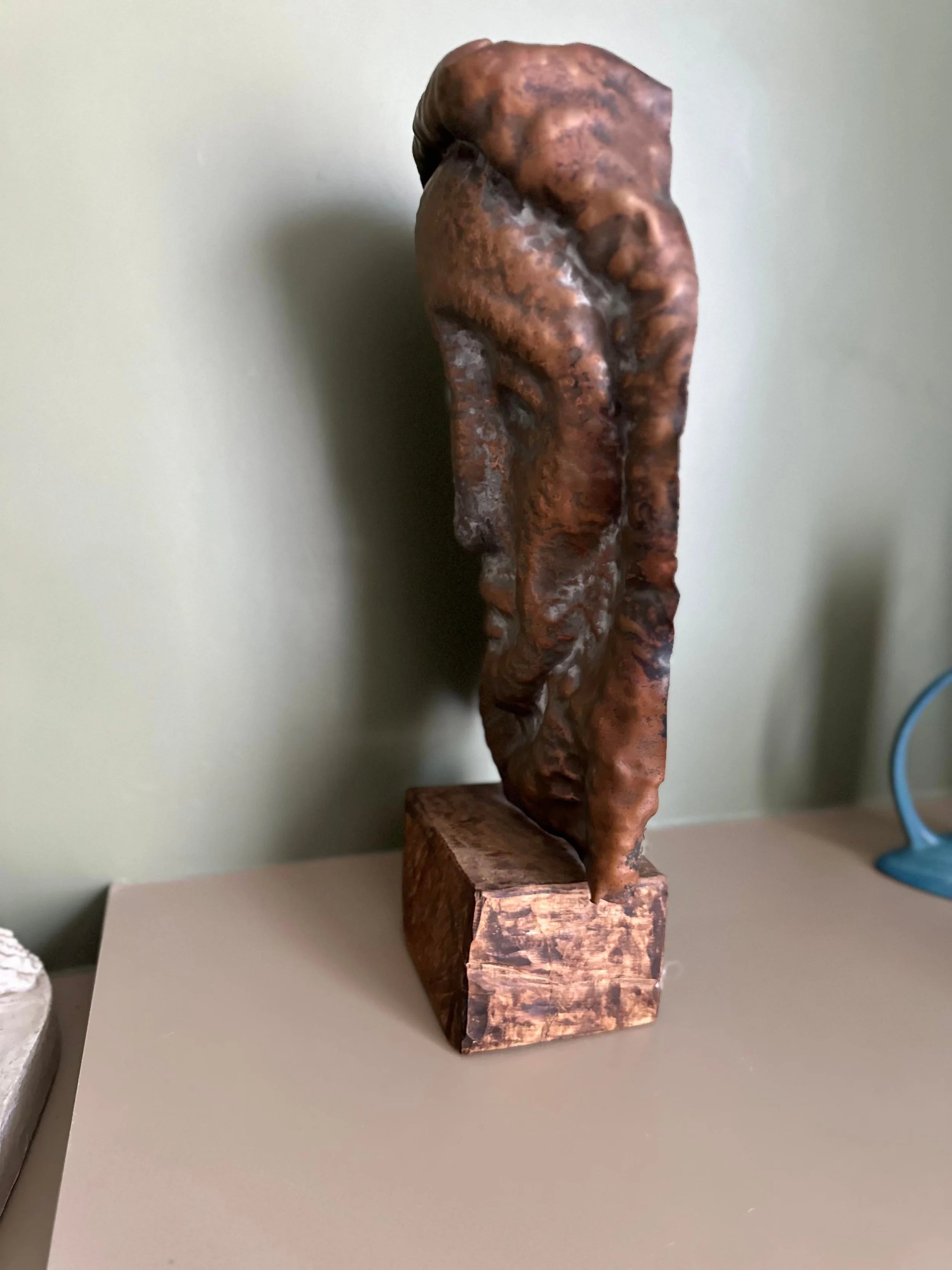 Waylande Gregory Large Hammered Copper Face Sculpture Bust