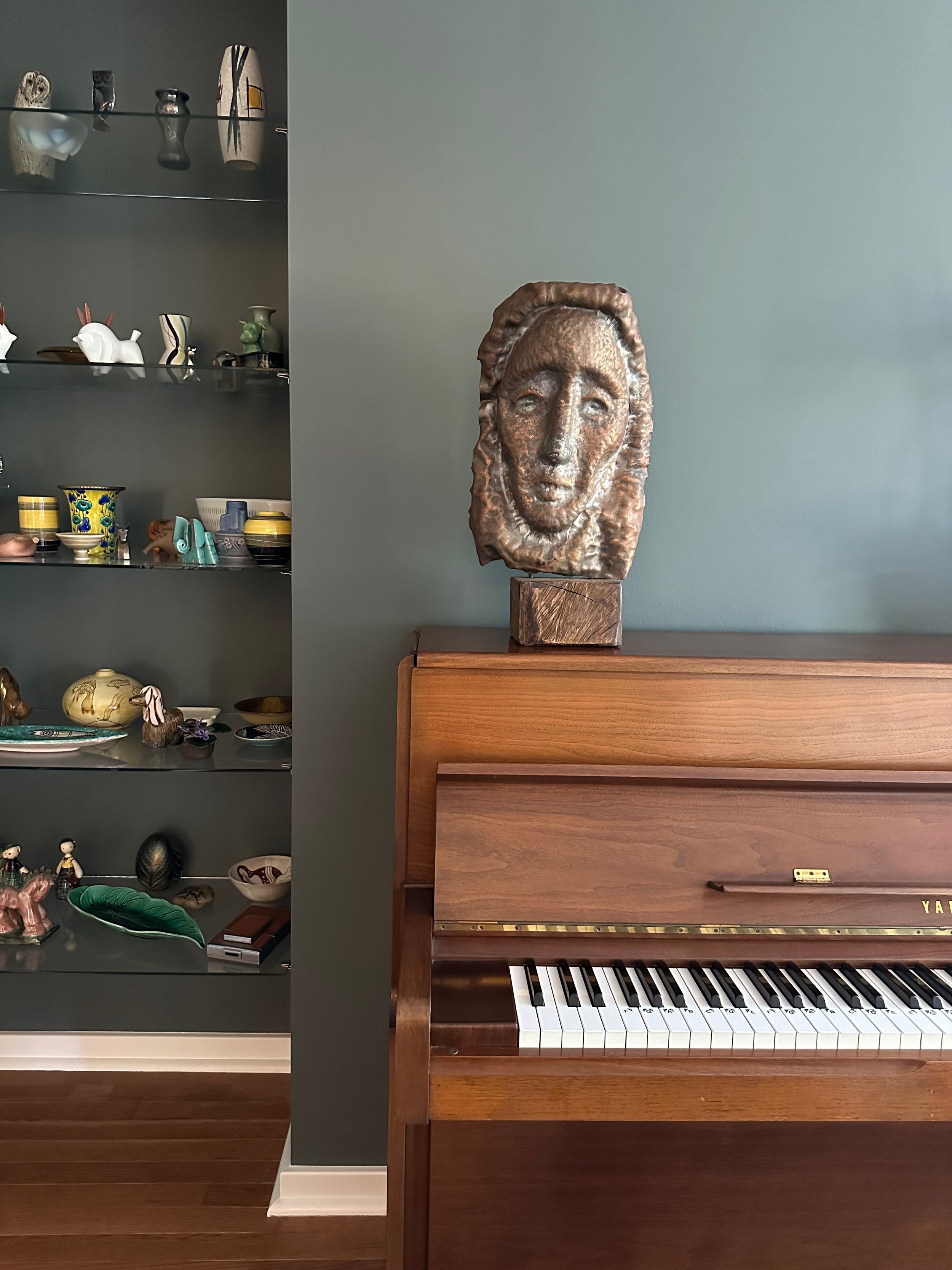 Waylande Gregory Large Hammered Copper Face Sculpture Bust