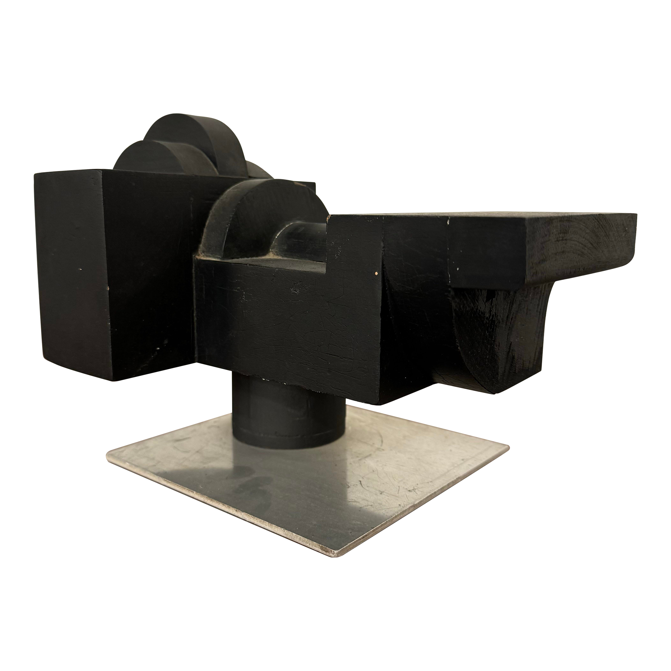 Wood and Metal Cubist Sculpture by Joseph Konzal