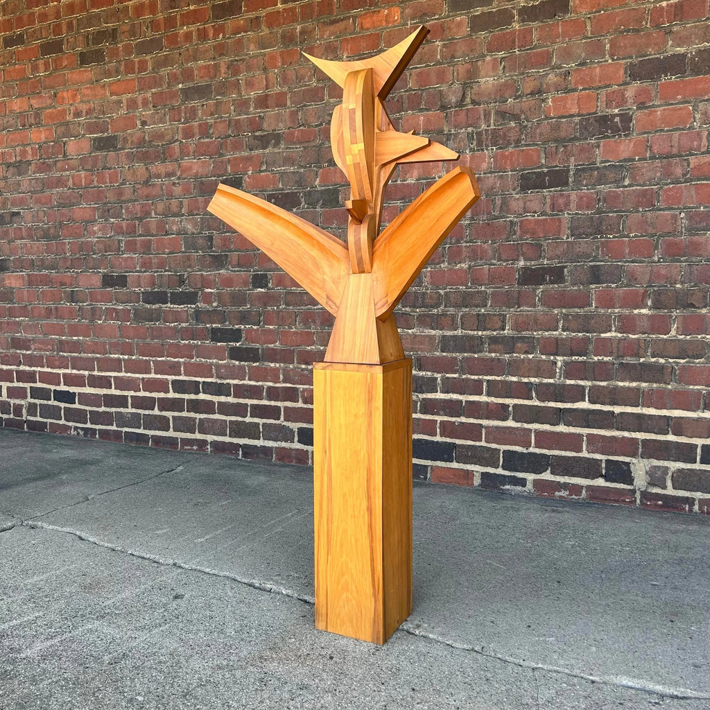 Wooden Sculpture by W. Moore 1977 “#7 Seated Figure”