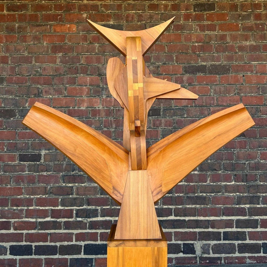Wooden Sculpture by W. Moore 1977 “#7 Seated Figure”