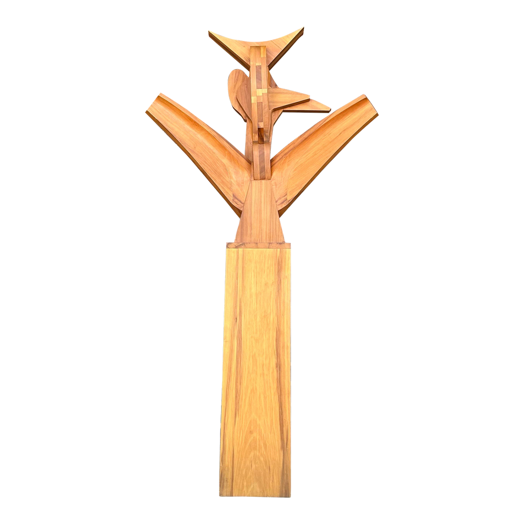 Wooden Sculpture by W. Moore 1977 “#7 Seated Figure”