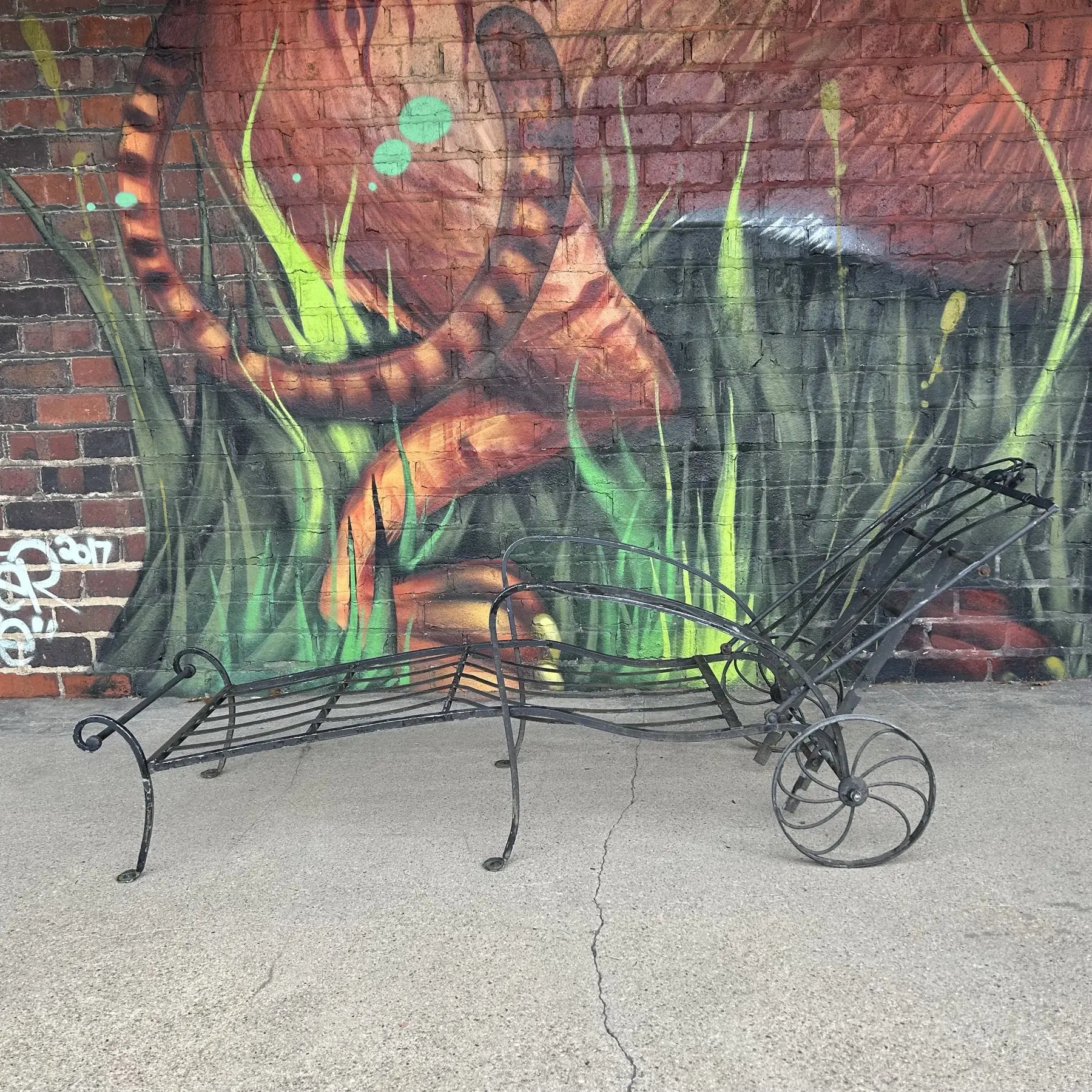 Wrought Iron Salterini Chaise Patio Lounge Chair