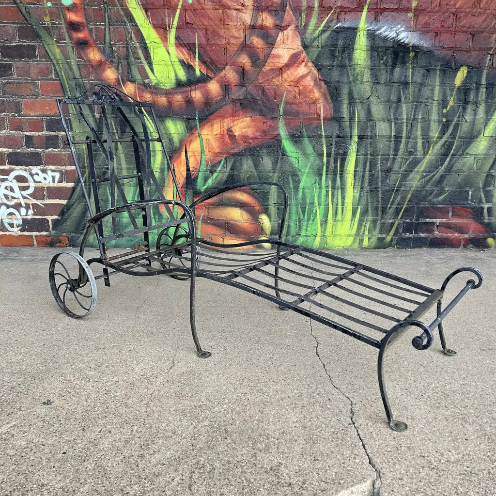 Wrought Iron Salterini Chaise Patio Lounge Chair