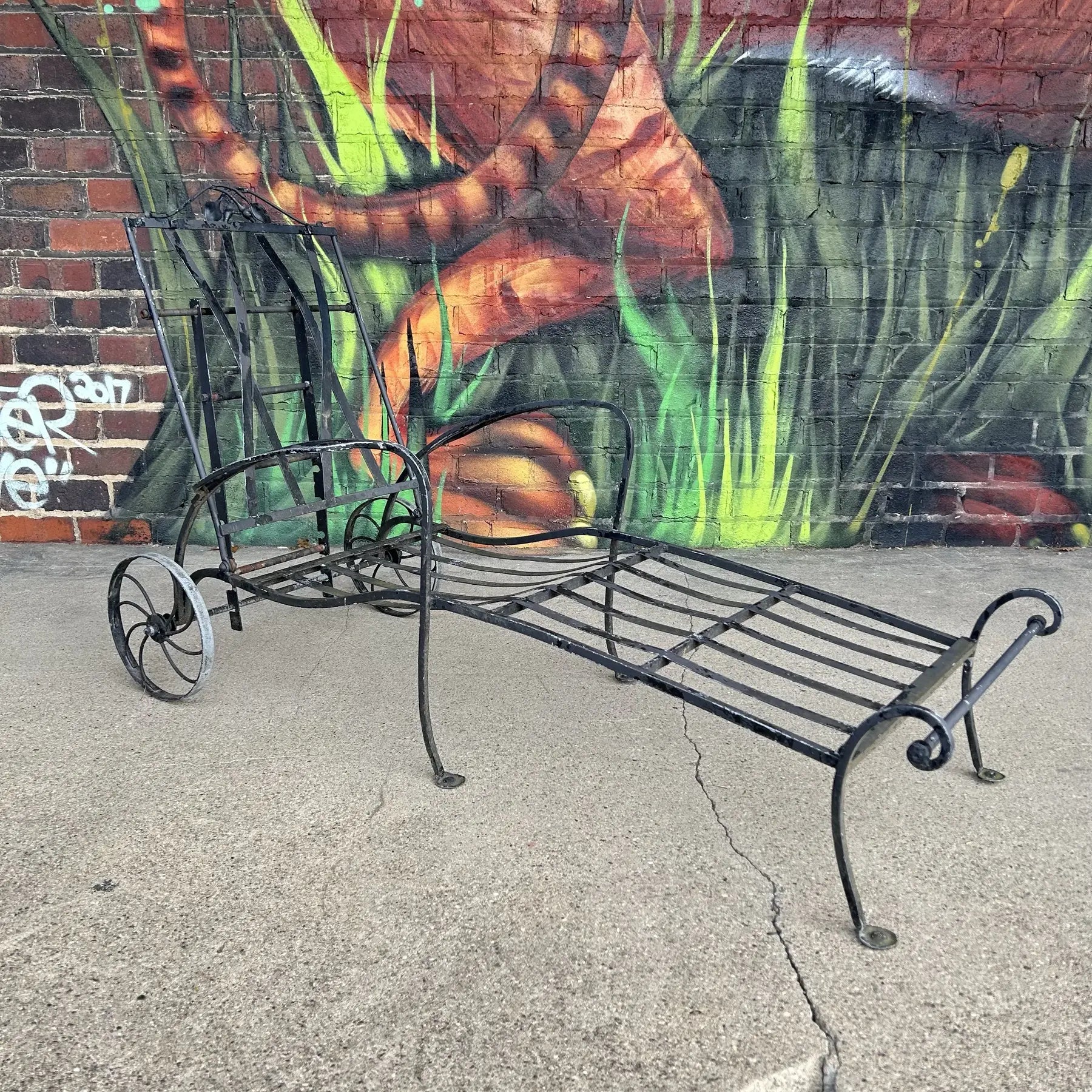 Wrought Iron Salterini Chaise Patio Lounge Chair