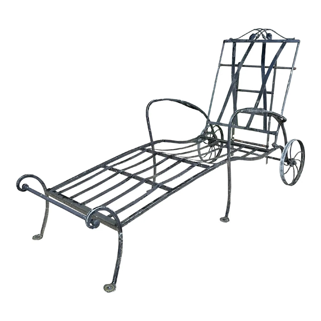 Wrought Iron Salterini Chaise Patio Lounge Chair