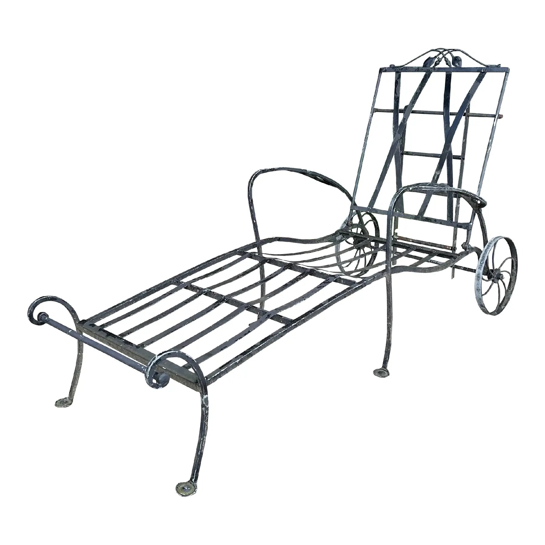 Wrought Iron Salterini Chaise Patio Lounge Chair